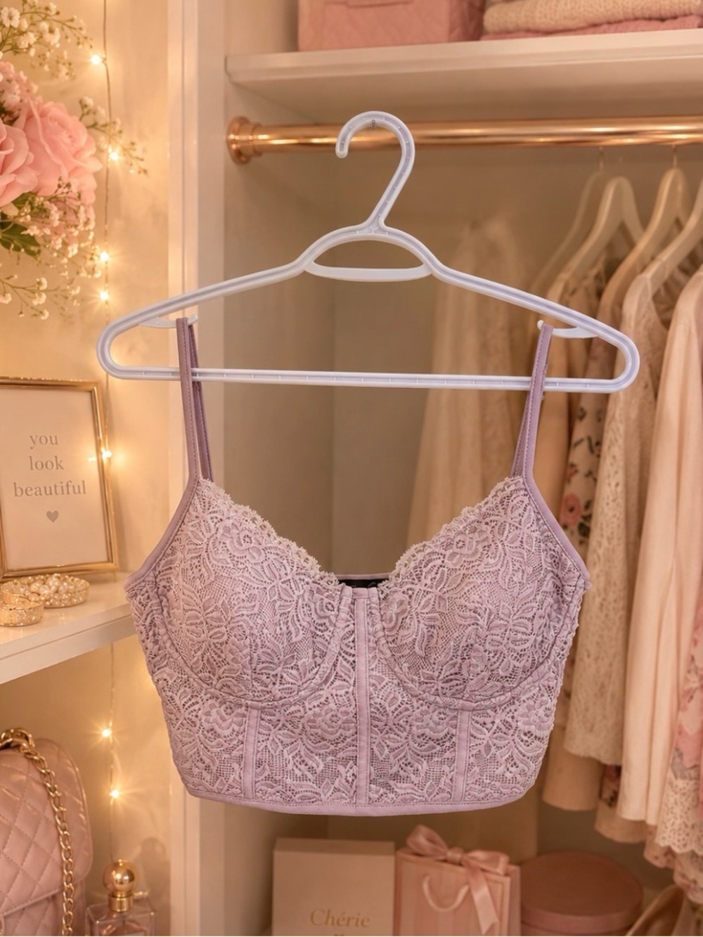 🩷Beautiful Streetwear Society Blush Light Pink Lace Longline Camisole Top🩷